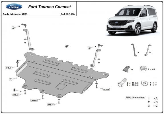 Cache sous moteur et de la boîte de vitesse Ford Tourneo Connect 