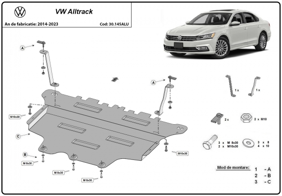 Cache sous moteur et de la boîte de vitesse en aluminium VW Passat Alltrack
