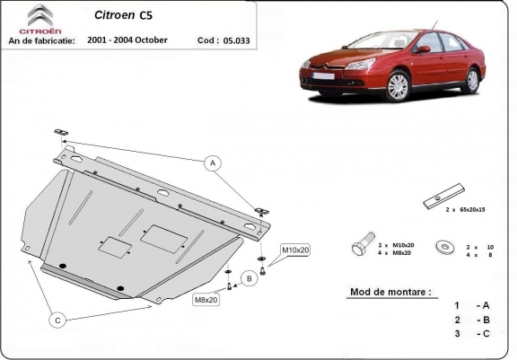 Cache sous moteur et de la boîte de vitesse Citroen C5
