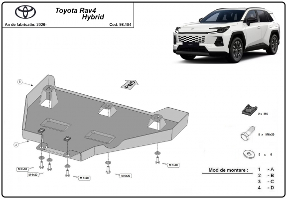 Cache de protection du différentiel Toyota RAV 4 Hybrid