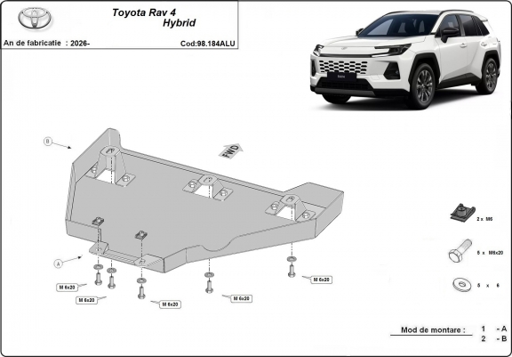 Cache de protection du différentiel en aluminium Toyota Rav4