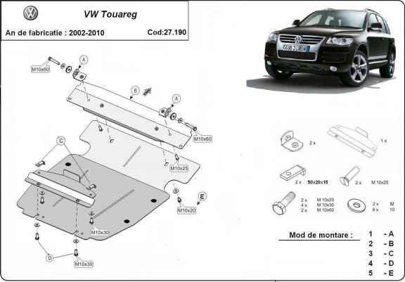 Cache Sous Moteur Volkswagen Touareg 7L