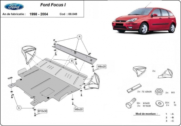 Cache sous moteur et de la boîte de vitesse Ford Focus 1