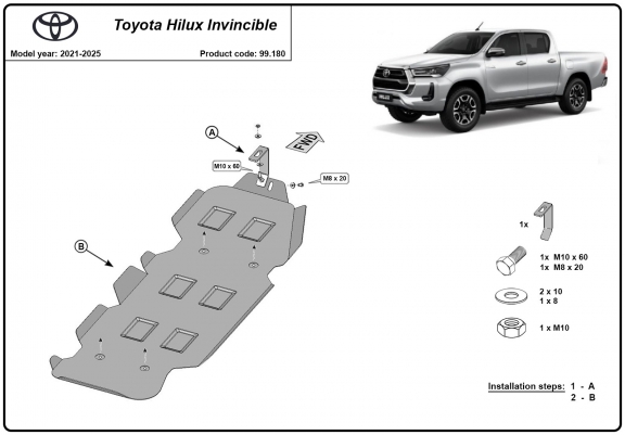 Cache de protection de réservoir Toyota Hilux Invincible