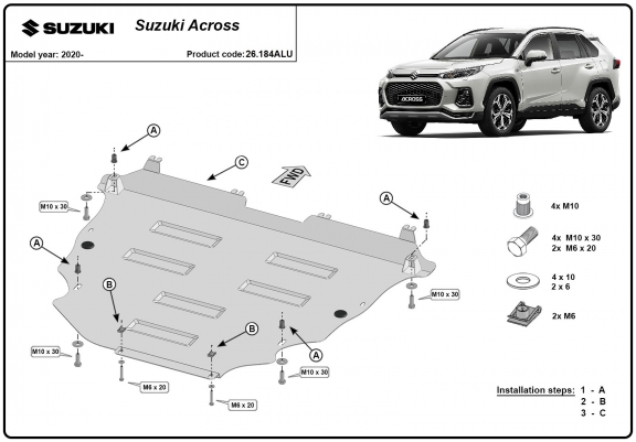 Cache sous moteur et de la boîte de vitesse Suzuki Across - Aluminium  