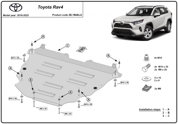 Cache sous moteur et de la boîte de vitesse Toyota RAV4 Aluminium