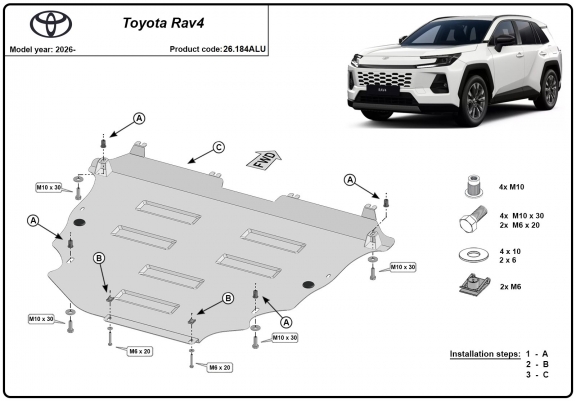 Cache sous moteur et de la boîte de vitesse Toyota RAV4 Aluminium