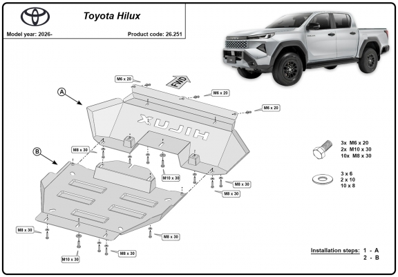 Cache Sous moteur Toyota Hilux