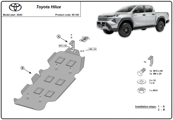 Cache de protection de réservoir Toyota Hilux