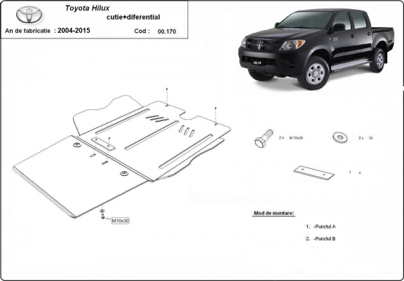 Cache de protection de la boîte de vitesse et de la différentiel Toyota Hilux