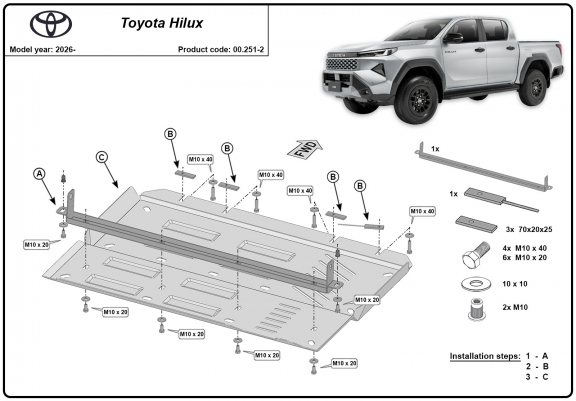 Cache de protection du différentiel  Toyota Hilux