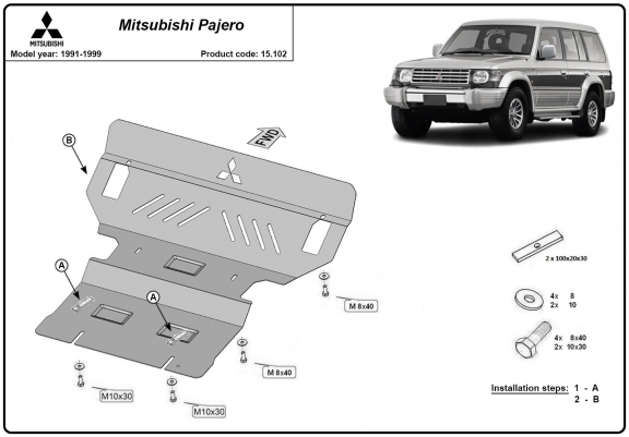 Cache sous moteur et de la radiateur Mitsubishi Pajero 2 