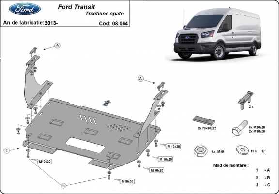 Cache sous moteur et de la boîte de vitesse Ford Transit - Propulsion
