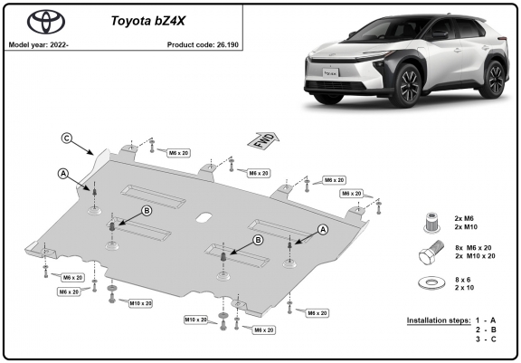 Cache sous moteur et de la boîte de vitesse Toyota BZ4X