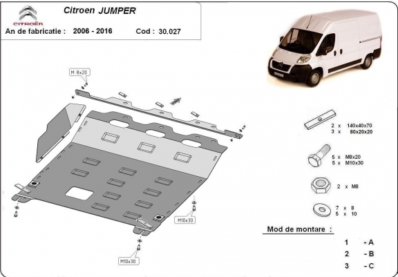 Cache sous moteur et de la boîte de vitesse Citroen Jumper
