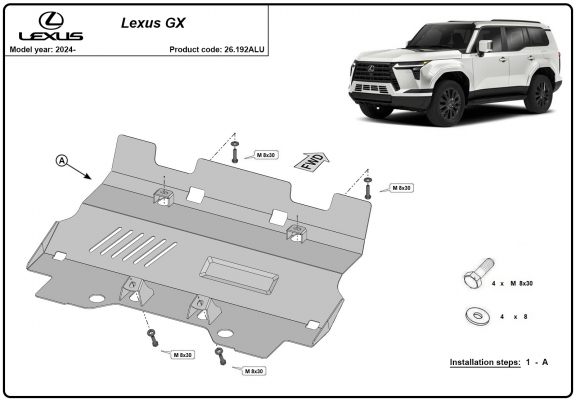 Cache de protection de radiateur Lexus GX - Aluminium