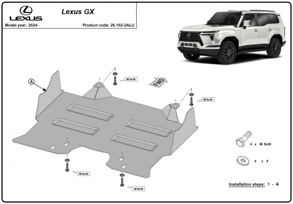 Cache sous moteur Lexus GX - Aluminium