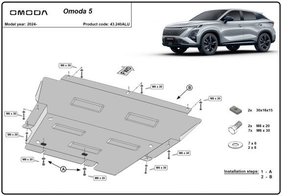 Cache sous moteur et de la boîte de vitesse Omoda 5 Aluminium