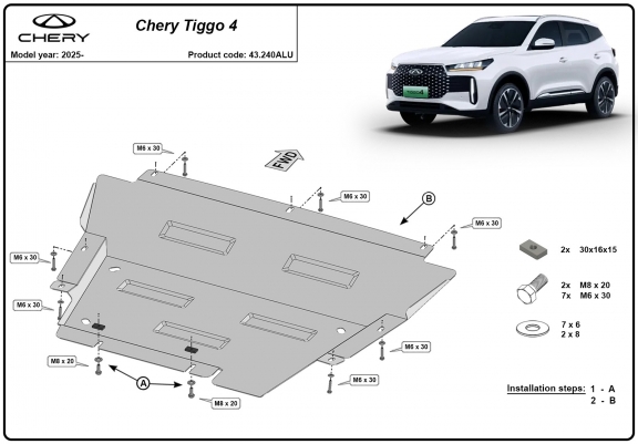 Cache sous moteur et de la boîte de vitesse Chery Tiggo 4 Aluminium