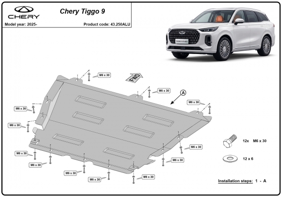 Cache sous moteur et de la boîte de vitesse Chery Tiggo 9 Aluminium