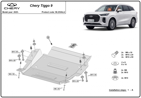 Cache de protection du différentiel en aluminium Chery Tiggo 9