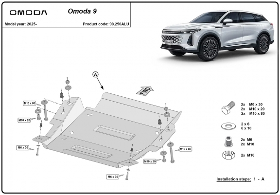 Cache de protection du différentiel en aluminium Omoda 9