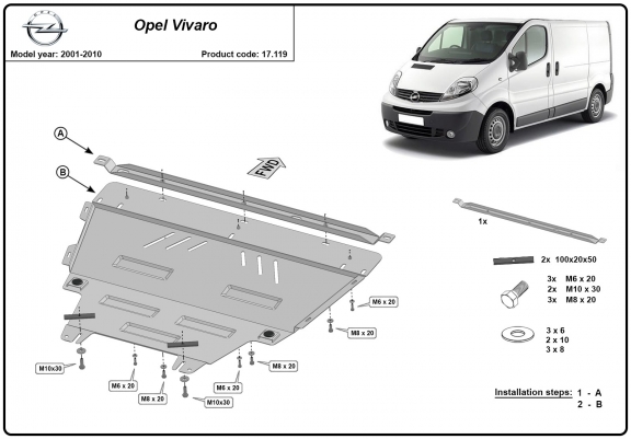 Cache sous moteur et de la boîte de vitesse Opel Vivaro A 