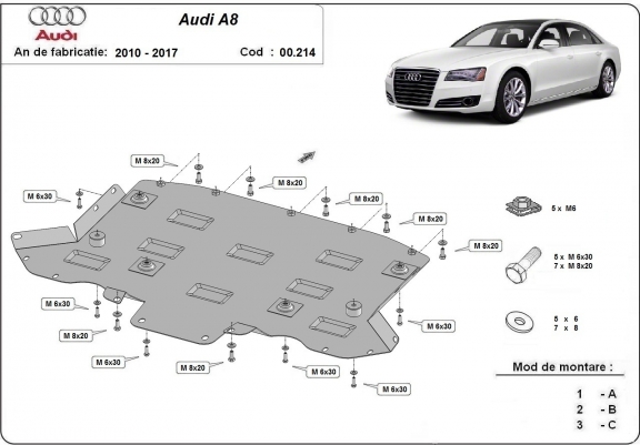 Cache de protection de la boîte de vitesse Audi A8