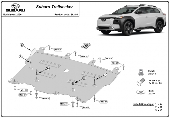 Cache sous moteur et de la boîte de vitesse Subaru Trailseeker