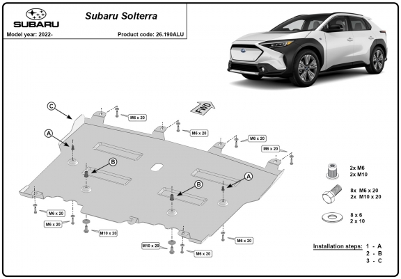Cache sous moteur et de la boîte de vitesse en aluminium Subaru Soltera