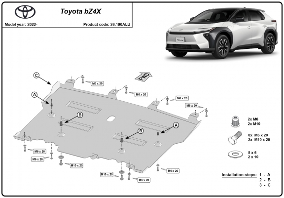 Cache sous moteur et de la boîte de vitesse en aluminium Toyota BZ4X