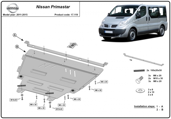 Cache sous moteur et de la boîte de vitesse Nissan Primastar