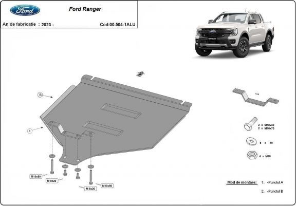 Cache de protection aluminium de la boîte de vitesse Ford Ranger