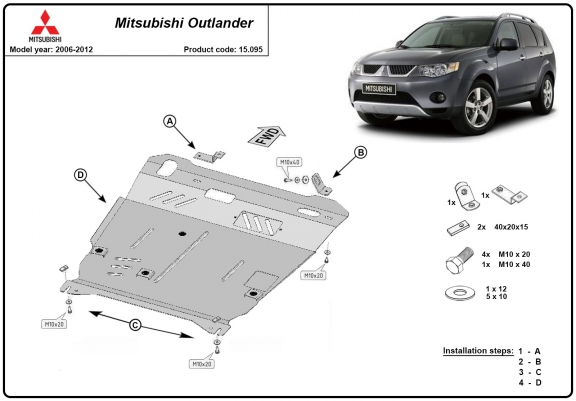 Cache sous moteur et de la boîte de vitesse Mitsubishi Outlander