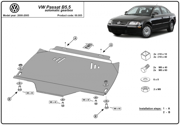 Cache de protection de la boîte de vitesse VW Passat  B5, B5.5- automatique