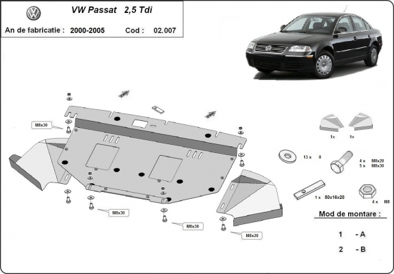 Cache sous moteur et de la radiateur VW Passat B5, B5.5