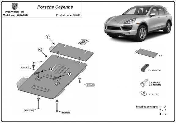 Cache de protection de la boîte de vitesse  Porsche Cayenne