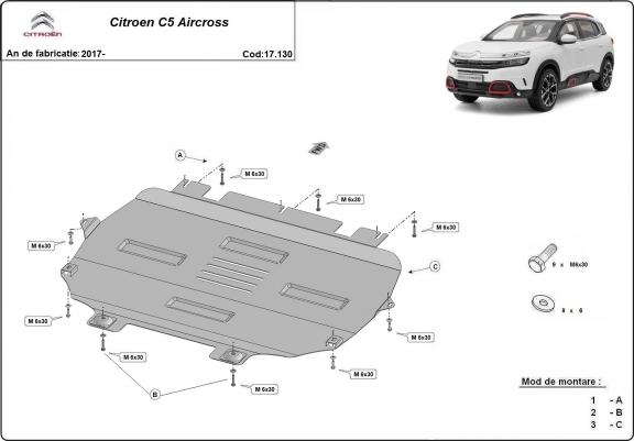 Cache sous moteur et de la boîte de vitesse Citroen C5 Aircross