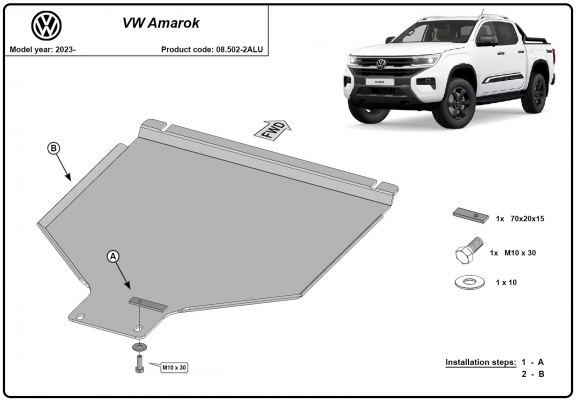 Cache de protection aluminium de la boîte de vitesse Volkswagen Amarok