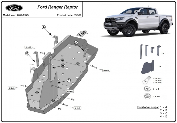 Cache de protection de réservoir Ford Ranger Raptor