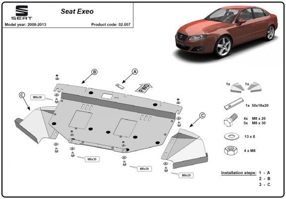 Cache sous moteur et de la radiateur Seat Exeo