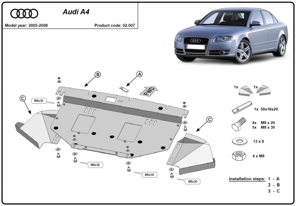Cache sous moteur et de la radiateur Audi A4 B7