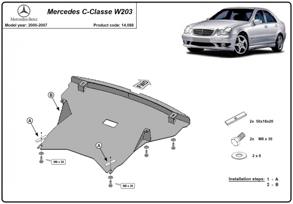 Cache sous moteur et de la radiateur Mercedes C-Class W203