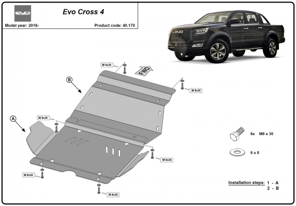 Cache sous moteur et de la radiateur Evo Cross 4