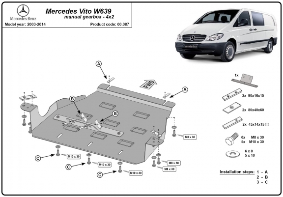 Cache de protection de la boîte de vitesse Mercedes Vito W639 - 2.2 D 4x2