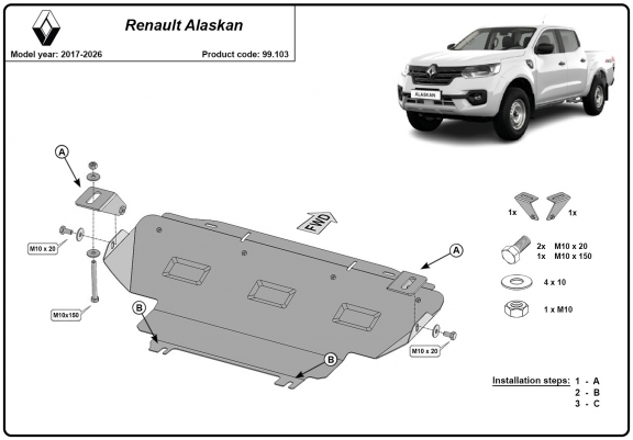 Cache de protection de radiateur Renault Alaskan