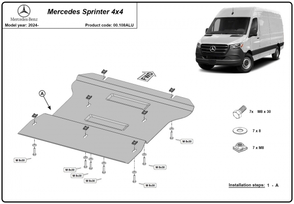 Cache de protection aluminium de la boîte de vitesse Mercedes Sprinter 4x4