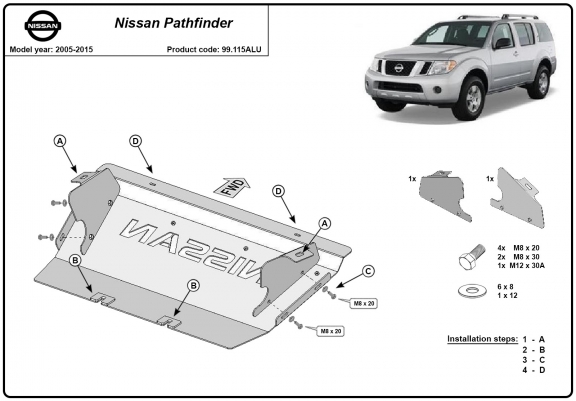 Cache de protection de radiateur en aluminium Nissan Pathfinder