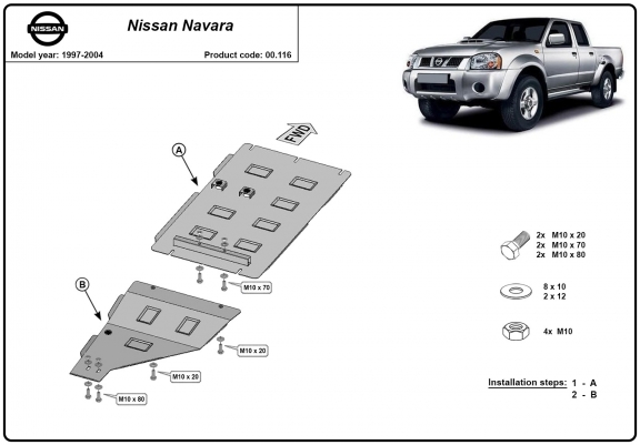 Cache de protection de la boîte de vitesse Nissan Navara D22