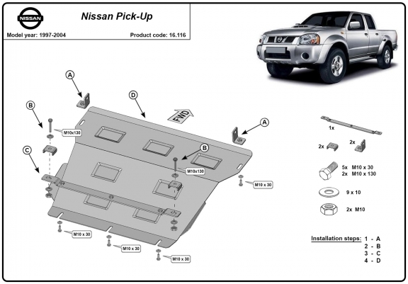 Cache sous moteur et de la radiateur Nissan Pick Up